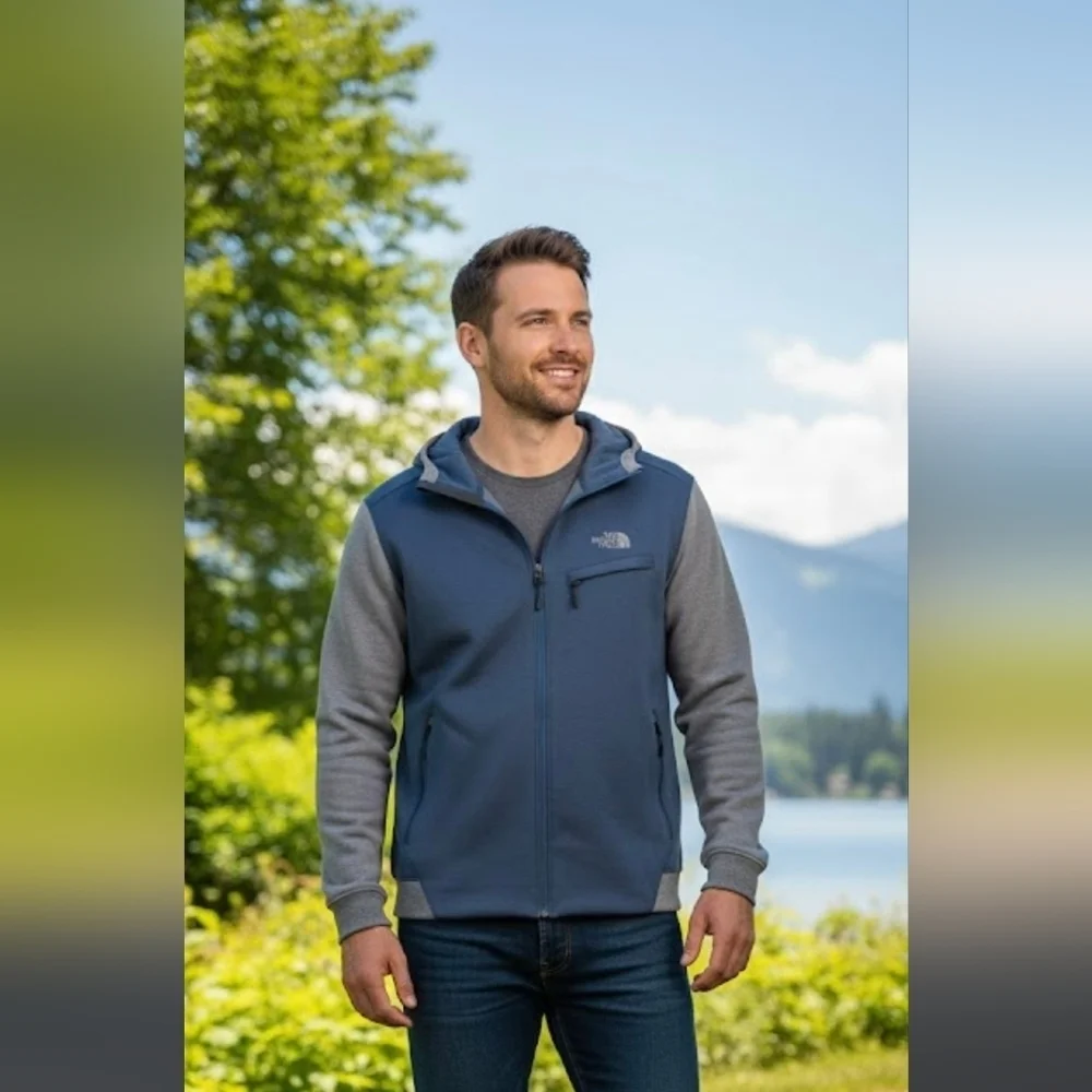 North Face Hoodie Jacket Deep Pockets Front Full Zip Up Sz XL